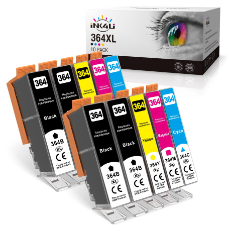 INK4U 364XL Compatible pour HP 364 XL pour Photosmart 5520 5510 5515 6520 6525 Deskjet 3520 Officejet 4620 4622 (Noir Cyan Magen