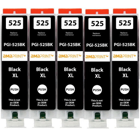 Amaprint 5 XL Cartouches Compatible avec Canon PGI 525 Noir PGBK pour Pixma IP4850 IP4950 IX6550 MG5150 MG5250 MG5340 MG5350 MG6