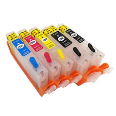 HEMAINK Cartouches d'encre rechargeables et 5 bouteilles d'encre compatibles pour imprimante Canon PGI-580XXL CLI-581XXL Pixma T
