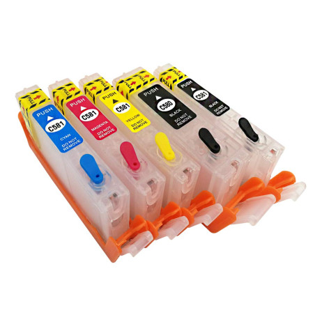 HEMAINK Cartouches d'encre rechargeables et 5 bouteilles d'encre compatibles pour imprimante Canon PGI-580XXL CLI-581XXL Pixma T