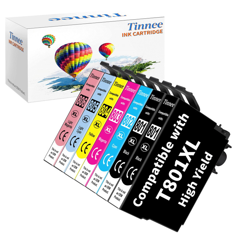 Tinnee 7er-Pack T0807 Multipack Cartouche d'encre Compatible pour Epson 80XL Epson T801 T802 T803 T804 T805 T806 T807 pour Stylu Tinnee 7er-Pack T0807 Multipack Cartouche d'encre Compatible pour Epson 80XL Epson T801 T802 T803 T804 T805 T806 T807 pour Stylu