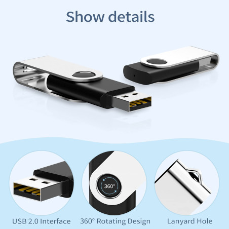 Cle USB 8Go Lot 5 Clé USB 2.0 Flash Drive, KOOTION Clef USB 8 Go avec Stockage Disque Mémoire Stick pour Ordinateurs Windows, PC