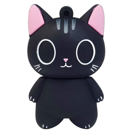 leizhan Clé USB 16Go, Clef USB en Forme de Chat Noir, Cle USB Unique Personnalisée et Adorable, Clé USB Enfant en Silicone, Memo