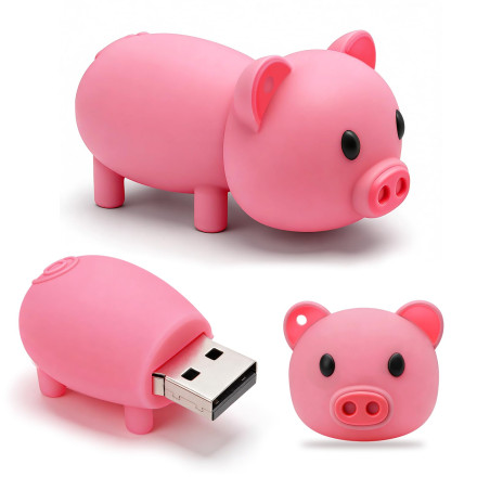 Clé USB 32 Go avec Modèle Porcelet Rose Mignon, BorlterClamp USB Mémoire Sticks Pendrive Cadeau pour Étudiants et Enfants