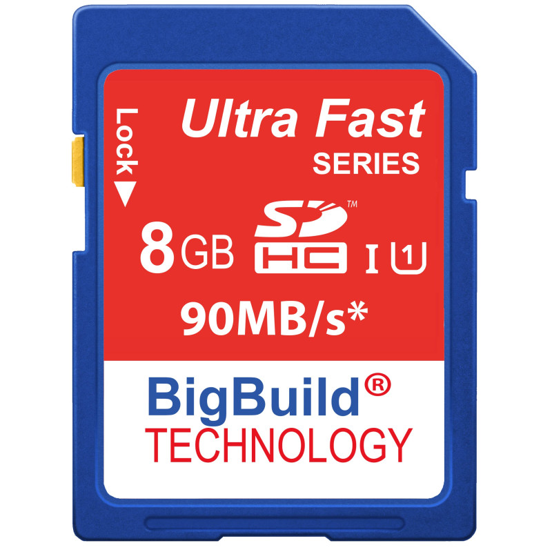 BigBuild Technology 8Go 90Mo/s Ultra Rapide Carte mémoire pour Camera de Canon Digital IXUS 185, Classe 10 SD SDHC BigBuild Technology 8Go 90Mo/s Ultra Rapide Carte mémoire pour Camera de Canon Digital IXUS 185, Classe 10 SD SDHC