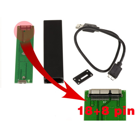 KALEA-INFORMATIQUE Boitier Externe pour SSD de Mac Air ou Retina 2012 vers USB3 (USB 3.0 SUPERSPEED) pour SSD de Mac en 8+18 Bro