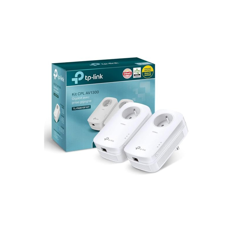 TP-Link CPL AV1200 (Débit 1200 Mbps), 1 Port Ethernet Gigabit, Prise Intégrée Version Française, Pack de 2 CPL (TL-PA8015P KIT) TP-Link CPL AV1200 (Débit 1200 Mbps), 1 Port Ethernet Gigabit, Prise Intégrée Version Française, Pack de 2 CPL (TL-PA8015P KIT)