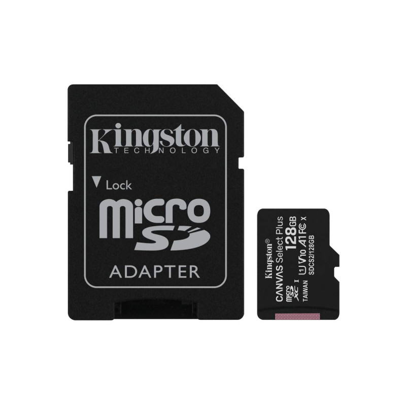 Kingston Canvas Select Plus SDCS2/128 Go Carte mémoire microSDHC Classe 10 UHS-I 100 Mo/s Lecture 100 Mo/s Kingston Canvas Select Plus SDCS2/128 Go Carte mémoire microSDHC Classe 10 UHS-I 100 Mo/s Lecture 100 Mo/s