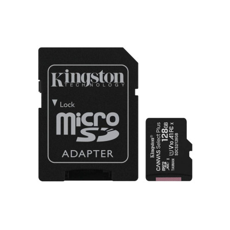 Kingston Canvas Select Plus SDCS2/128 Go Carte mémoire microSDHC Classe 10 UHS-I 100 Mo/s Lecture 100 Mo/s