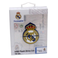 Real Madrid CF - Clé USB en Caoutchouc, en Forme de Bouclier, 16 Go, Produit Officiel (CyP Brands)