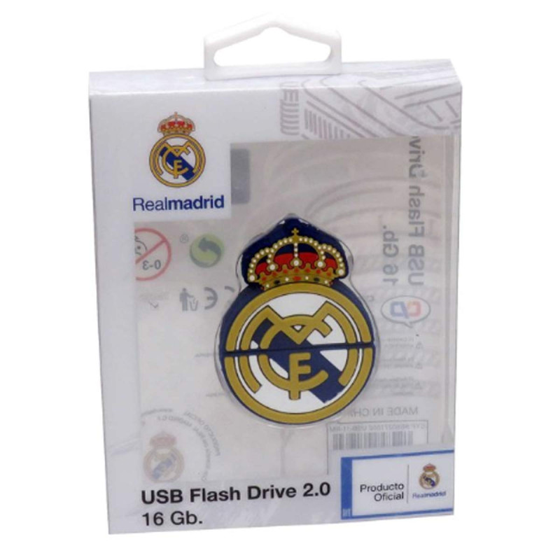 Real Madrid CF - Clé USB en Caoutchouc, en Forme de Bouclier, 16 Go, Produit Officiel (CyP Brands)