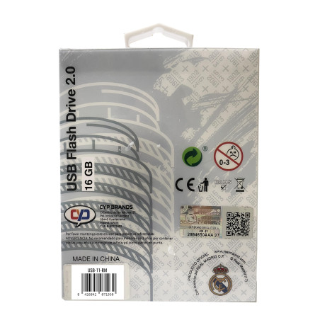 Real Madrid CF - Clé USB en Caoutchouc, en Forme de Bouclier, 16 Go, Produit Officiel (CyP Brands)