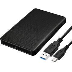 Cablecc - Boîtier de disque dur externe - USB-C vers SATA SSD HDD 2,5 pouces - Pour ordinateur portable et PC