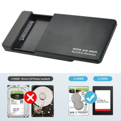 Cablecc - Boîtier de disque dur externe - USB-C vers SATA SSD HDD 2,5 pouces - Pour ordinateur portable et PC