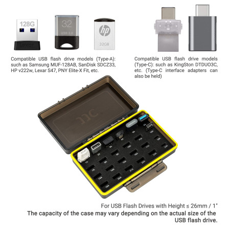 JJC Mini Boîte de Rangement USB pour 24x SDCZ430 SDCZ33 Mini Support de Clé USB pour Samsung Netac PNY HP Kingston