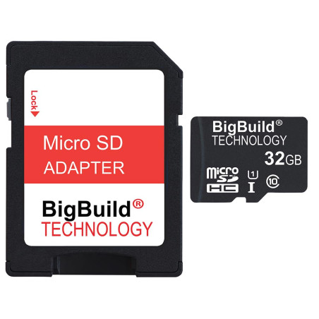 BigBuild Technology 32Go Ultra Rapide Class 10 80Mo/s MicroSD SDHC Carte mémoire pour Tomtom Start 62 Navigator, Adaptateur SD I