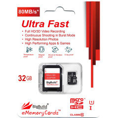BigBuild Technology 32Go Ultra Rapide Class 10 80Mo/s MicroSD SDHC Carte mémoire pour Tomtom Start 62 Navigator, Adaptateur SD I