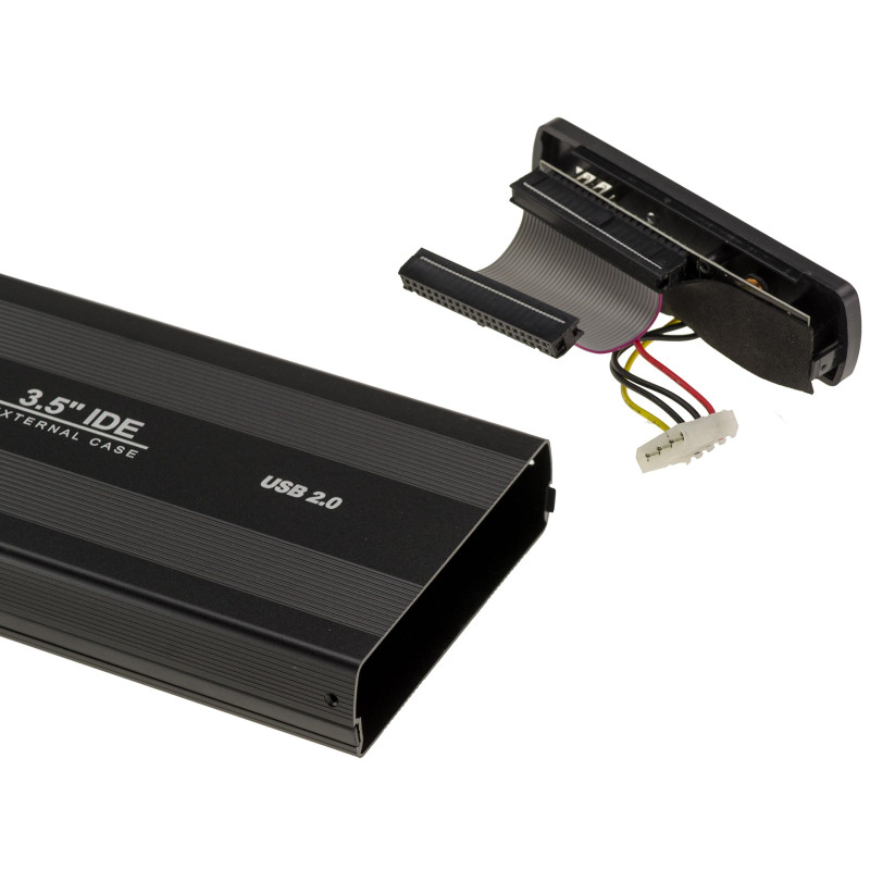 KALEA-INFORMATIQUE Boitier Externe USB pour disques durs IDE 3.5 40 pin avec Alimentation Externe. en Aluminium, Coloris Noir