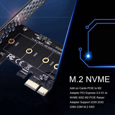 Gokelomg Cartes supplémentaires PCIE vers M2 PCI Express 3.0 X1 vers NVME SSD Prise en charge pour SSD M2 PCIE Raiser 2230 2242