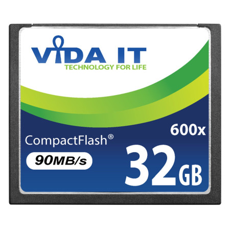 Vida IT 32Go Carte Mémoire CF Compact Flash 32 Go 600x 90 Mo/s pour Canon EOS 10D 20D 20Da EOS 300D EOS 30D 350D EOS 400D 40D EO