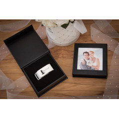 Boîte USB avec fenêtre pour photo Cuir synthétique - Noir. Sans Clé USB