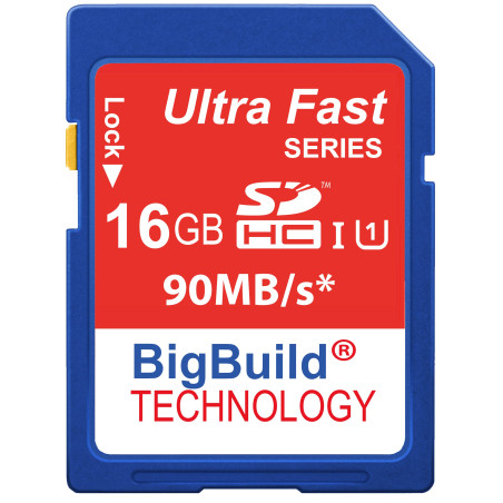 BigBuild Technology Carte mémoire SD SDHC pour Appareil Photo Canon PowerShot SX500 is 16 Go