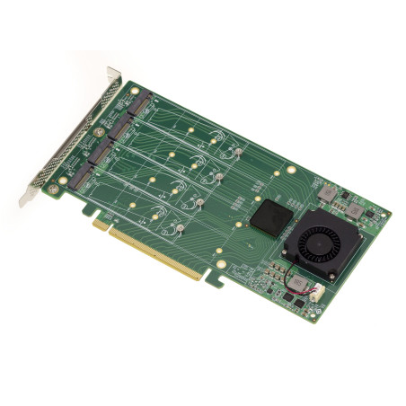 KALEA-INFORMATIQUE Carte contrôleur M2 PCIe x16 pour 4 SSD M.2 NVMe M Key avec Chipset PLX PEX 8747-32GB pour Chaque SSD, 128G a