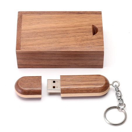 HOZYALE Clé USB 2.0 bicolore en bois avec boîte en bois (32 Go, brun roux)