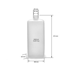 Octopus Bouteilles en plastique 10x 1000 ml, PE-HD avec bouchon à vis noire, carrées, étiquettes incluses