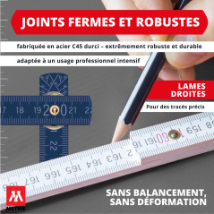 Metrie™ BLOCK 52 Mètre pliant – Mètre en bois 2 m | Bleu Foncé – Graduation duplex, Fabriqué dans l’UE | Robuste et précis | pou