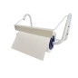 Distributeur mural rouleau papier industriel pour bobines essuie-tout, acier peint blanc avec lame et accessoires montage inclus
