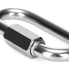 COM-FOUR® 3X Connecteur à vis - maillon de Secours chaîne 8 mm - Mousqueton avec Verrouillage à vis - mousqeuton (3 pièces - 08 