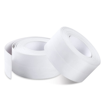 Romon Joint Salle de Bain, 2 Pièces de Ruban Etanchéité Auto-Adhésif en PVC Pour Salle de Bain, Cuisine, Anti-moisissure, Calfeu