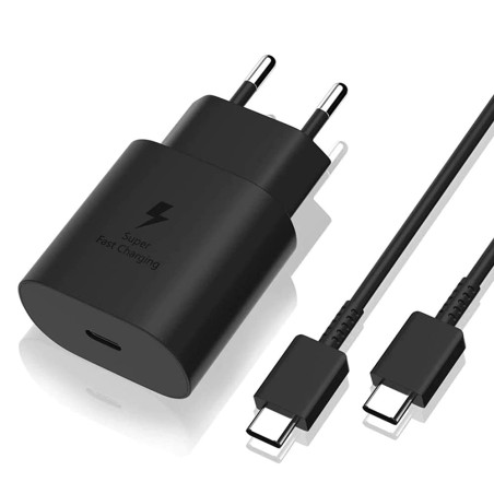 Chargeur Rapide 25W + Cable Compatible avec Samsung S26/S25/S24/S24 FE/S23 FE/A25/A54/A34/A14/S23/S22/S22 Plus/Zflip 6-5-4-3/Zfo