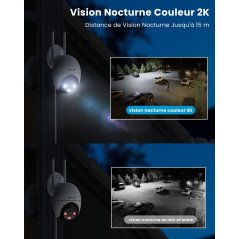 ieGeek 2K Camera Surveillance WiFi Exterieure, 360° Camera IP Compatible avec 2.4Ghz/5Ghz, Vision Nocturne Couleur, Détection Hu