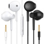 [2 Paires]MAS CARNEY WH8 Ecouteur Kit Main Libre Filaire, Oreillette Ergonomique Stéréo avec Microphone, Auriculaire Filaire Jac