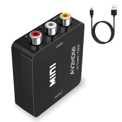 aweskmod Adaptateur RCA vers HDMI, Support 720 1080P pour Caméra, Xbox 360, PS2, PS3, WII, N64, Snes, PSP
