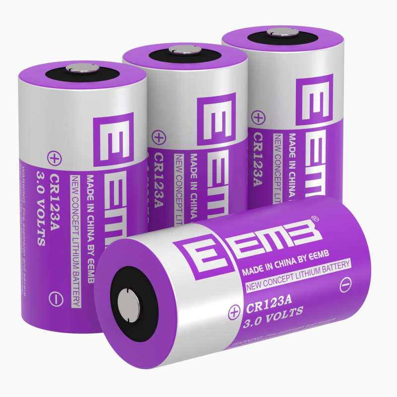 EEMB Pile CR123A Lithium 3V Lot de 4 Piles CR123 CR123A CR17345 1700 mAh Longue Durée Haute Performance pour Lampe de Poche, Ins