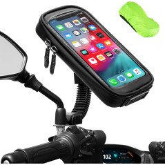 ENONEO Support Telephone Moto étanche Rotation à 360° Support Smartphone Moto Scooter avec Habillage Pluie Porte Téléphone pour