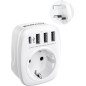 LENCENT Adaptateur Prise Anglaise UK Angleterre France Adaptateur de Voyage avec 3 USB et 1 Type-C, Prise Française FR vers GB 3 LENCENT Adaptateur Prise Anglaise UK Angleterre France Adaptateur de Voyage avec 3 USB et 1 Type-C, Prise Française FR vers GB 3