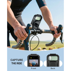 LUROON Support Téléphone Vélo Moto Scooter, Universel Ecran Tactile Etanche Rotation à 360 VTT Support Guidon Housse De Téléphon