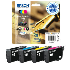 Epson Multipack 16 Stylo Plume, Cartouches d'encre d'origine, 4 couleurs: Noir, Cyan, Magenta, Jaune, WF-2010W WF-2510WF WF-2530