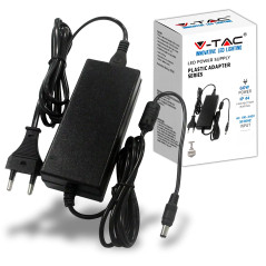 V-TAC Adaptateur Alimentation 12V 60W 5A pour Caméras, Bandes LED, Modems - Transformateur Chargeur 12V - Prise 2 Pin EU pour Eq