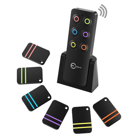 Esky Localisateur de Clés, Localisateur d'Objets 80 DB Perdus sans Fil Key Finder avec 6 Récepteurs RF, Télécommande sans Fil Lo