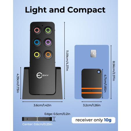 Esky Localisateur de Clés, Localisateur d'Objets 80 DB Perdus sans Fil Key Finder avec 6 Récepteurs RF, Télécommande sans Fil Lo
