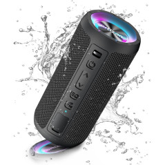 Ortizan Enceinte Bluetooth Portable sans Fils.lumière LED, IPX7 Lecture 30H, Volume Plus Fort et Basses améliorées,Durable pour