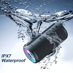 Ortizan Enceinte Bluetooth Portable sans Fils.lumière LED, IPX7 Lecture 30H, Volume Plus Fort et Basses améliorées,Durable pour