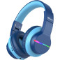 iClever Casque Audio Enfant Bluetooth sans Fil avec Microphone, Lumières LED Colorées, Volume Limité 74/85/94dB, 85 Heures de Tr iClever Casque Audio Enfant Bluetooth sans Fil avec Microphone, Lumières LED Colorées, Volume Limité 74/85/94dB, 85 Heures de Tr