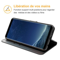 Tenphone Etui Coque pour Samsung Galaxy S8, Protection Housse en Cuir PU Portefeuille,[Emplacements Cartes],[Fonction Support],[