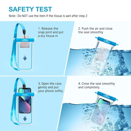 ivoler [Lot de 4 Pochettes Étanches Téléphone, Sacoche Étanche Universel IPX8 avec Bord Fluorescent, Protection Smartphone pour 